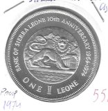 Monedas - Africa - Sierra Leona - 26a - 1974 - 1 leone - plata proof