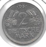 Monedas - Europa - Alemania - 111 - Año 1951D - 2 Marcos