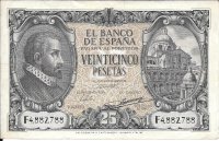 Billetes - España - Estado Español (1936 - 1975) - 25 ptas - 474 - MBC+ - Año 1940 - Enero - num ref: F4882788