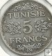 Monedas - Africa - Tunez - 261 - Año 1934 - 5 Francos