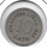 Monedas - Europa - Serbia - 10 napa - 1883