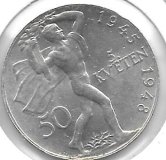 Monedas - Europa - Checoslovaquia - 25 - 1948 - 50 Coronas - Plata