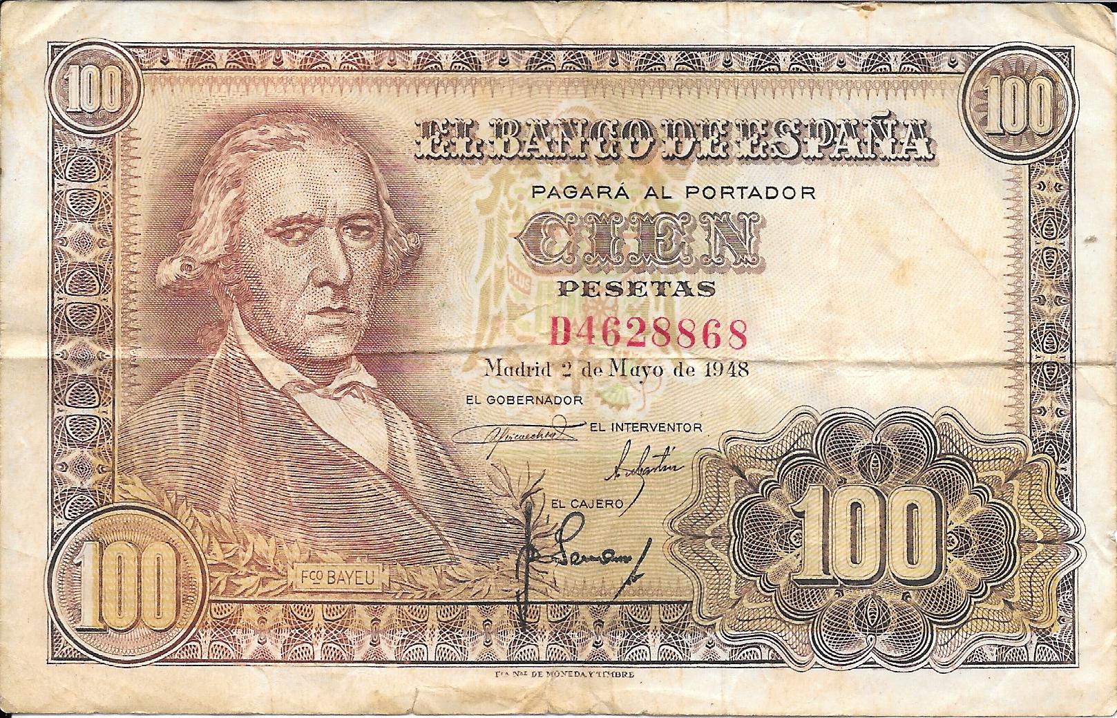 Billetes - EspaÃ±a - Estado EspaÃ±ol (1936 - 1975) - 100 ptas - 490 - mbc - 1948 - Num.ref: D4628868