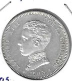 Monedas - EspaÃ±a - Alfonso XIII ( 17-V-1886/14-IV) - 100W - 1905*19*05 - 2 pesetas - plata