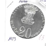 Monedas - Asia - India - 240 - 1973 - 20 rupias - plata
