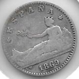 Monedas - EspaÃ±a - Gobierno Provisional - 34 - 1869 - 50 Cent - Plata