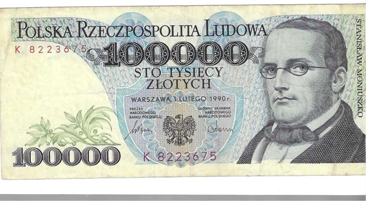 Billetes - Europa - Polonia - 154 - MBC - 1990 - 100000 zloty - Num.ref: K8223675 - Click en la imagen para cerrar