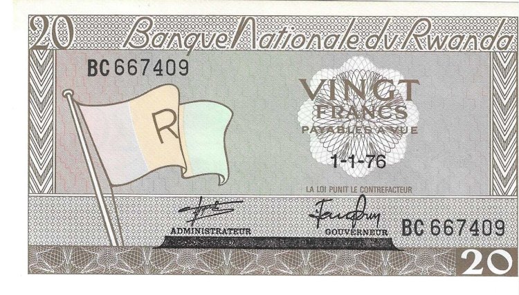 Billetes - Africa - Ruanda - 6 - SC - 1976 - 20 francos - Num.ref: BC667409 - Click en la imagen para cerrar
