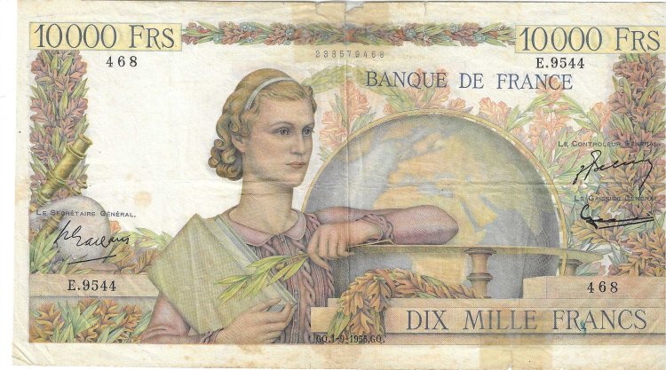Billetes - Europa - Francia - 132 - BC- - 1955 - 10000 francos - Num.ref: E9544 - Click en la imagen para cerrar