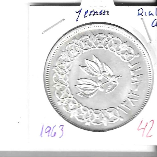 Monedas - Asia - Yemen - 31 - 1963 - rial - plata - Click en la imagen para cerrar