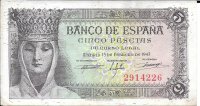 Billetes - EspaÃ±a - Estado EspaÃ±ol (1936 - 1975) - 5 ptas - 458 - ebC - 1943 - 2914225 - sin serie