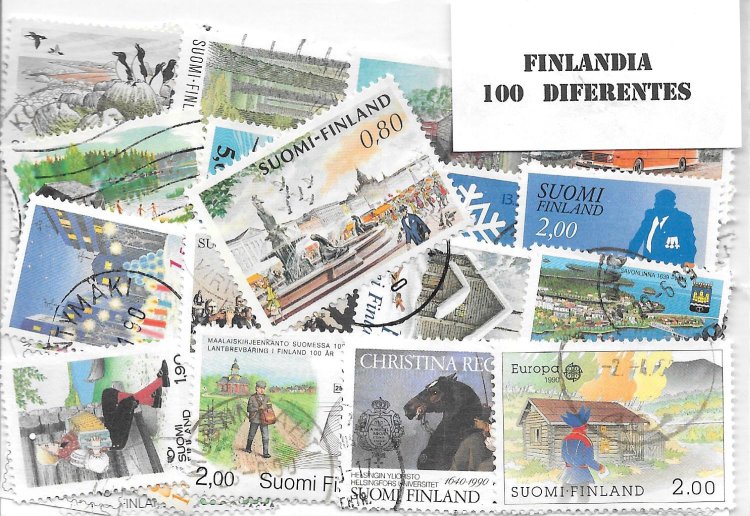 Paises - Europa - Finlandia - 100 sellos diferentes - Click en la imagen para cerrar