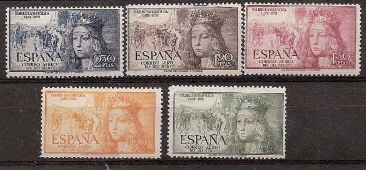 Sellos - Países - España - 2º Cent. (Series Completas) - Estado Español - 1951 - 1097/1101 - ** - Click en la imagen para cerrar