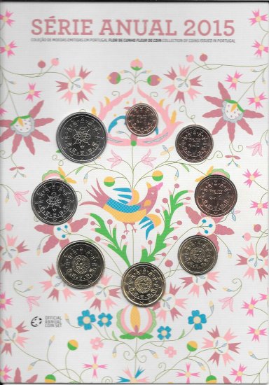 Monedas - Euros - Colecci&oacute;n en tiras - Portugal - A&ntilde;o 2015 - Serie Anual - FDC - Click en la imagen para cerrar