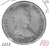 Monedas - EspaÃ±a - Fernando VII (1808 - 1833) - 1279 - 1821 - 8 reales - plata - Potosi