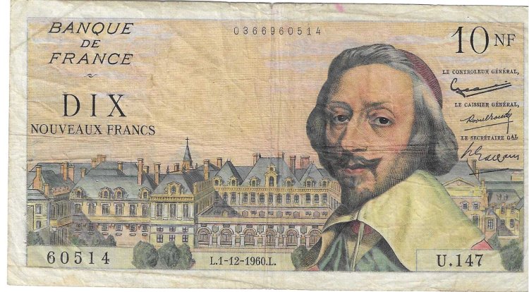 Billetes - Europa - Francia - 142 - MBC+ - 1960 - 10 nuevos francos - Num.ref: 60514 - Click en la imagen para cerrar