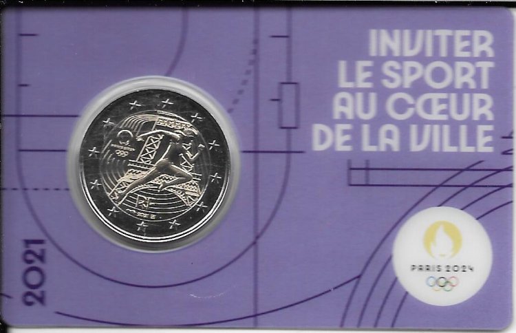 Monedas - Euros - 2€ - Francia - SC - 2021 - JJOO Parí­s 2024 - Lila - Click en la imagen para cerrar