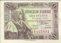 Billetes - España - Estado Español (1936 - 1975) - 1 ptas - 441 - sc - 15/6/1945 - ref. I1135891