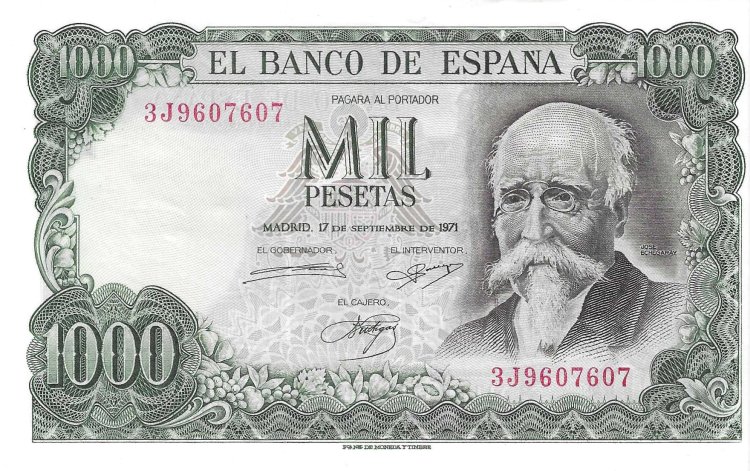 Billetes - EspaÃ±a - Estado EspaÃ±ol (1936 - 1975) - 1000 ptas - 522 - EBC+ - 1971 - Num.ref: 3J9607607 - Click en la imagen para cerrar