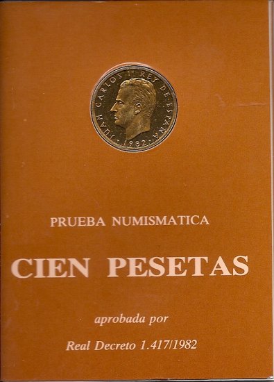 España - Juan Carlos I (pesetas) - Estuches oficiales - Año 1982 - presentación moneda 100 ptas - Click en la imagen para cerrar