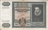 Billetes - EspaÃ±a - Estado EspaÃ±ol (1936 - 1975) - 500 ptas - 500 - MBC- - 1940 - num ref:A1360309