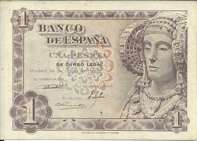 Billetes - España - Estado Español (1936 - 1975) - 1 ptas - 442 - ebc - 19/6/1945 - ref.05423598 - Click en la imagen para cerrar