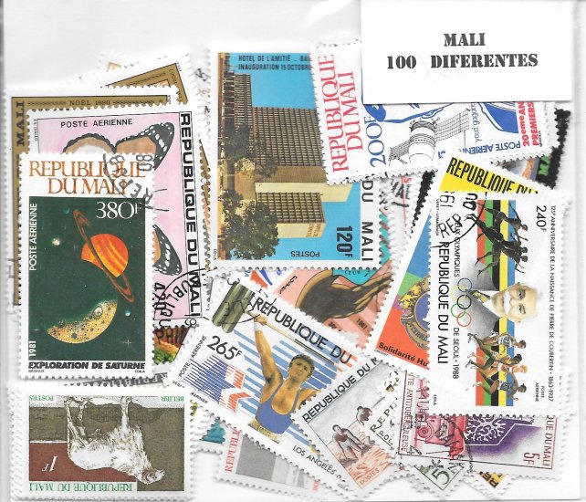 Paises - Africa - Mali - 100 sellos diferentes - Click en la imagen para cerrar