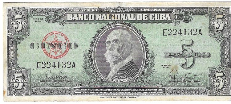 Billetes - America - Cuba - 91 - MBC - 1960 - 5 Pesos - Num.ref: B127869A - Click en la imagen para cerrar