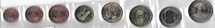 Monedas - Euros - Colección en tiras - Austria - SC - 2022 - 8 monedas - Click en la imagen para cerrar