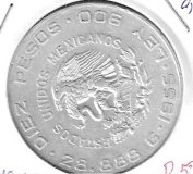 Monedas - America - Mexico - 474 - 1955 - 10 pesos - plata