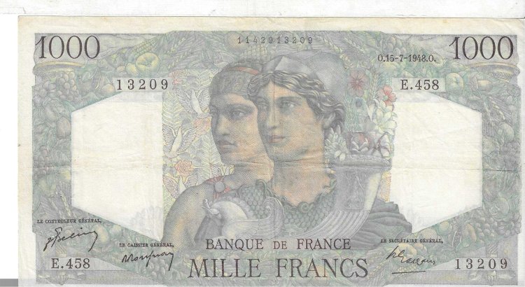 Billetes - Europa - Francia - 102 - MBC+ - 1942 - 1000 francos - Num.ref: 060945258 - Click en la imagen para cerrar