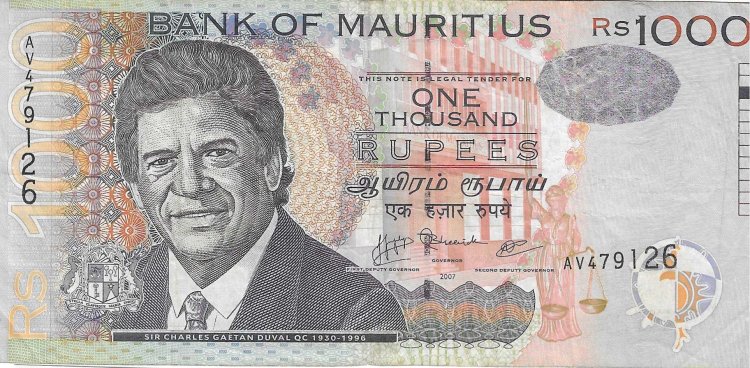 Billetes - Africa - Islas Mauricio - 59c - MBC - 2007 - 1000 rupias - Num.ref: AV479126 - Click en la imagen para cerrar