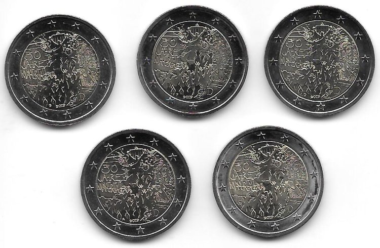 Monedas - Euros - 2€ - Alemania - 2019 - Muro de Berlín - Conjunto de 5 Monedas - Click en la imagen para cerrar