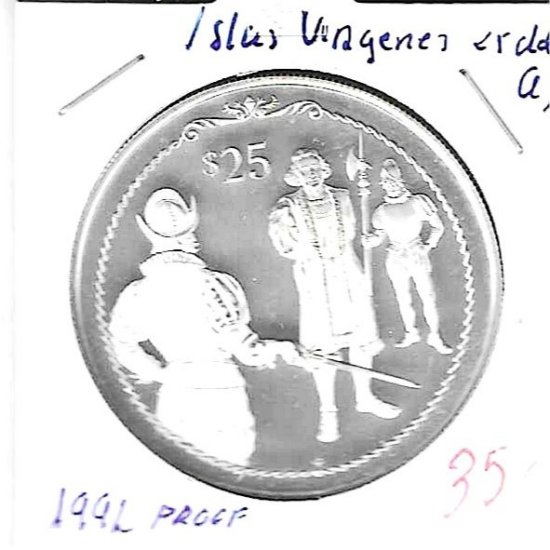Monedas - America - Islas VÃ­rgenes - 131 - 1992 - 25 dolares - plata - PROOF - Click en la imagen para cerrar