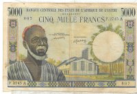 Billetes - Africa - Estados Africa del Oeste - 104j - MBC+ - 1961 - 5000 francos - Costa de Marfil - Num.ref: F2745A