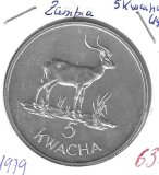 Monedas - Africa - Zambia - 18a - 1979 - 5 kwacha - plata