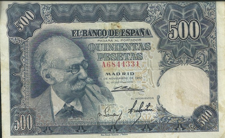 Billetes - España - Estado Español (1936 - 1975) - 500 ptas - 504 - bc+ - 15/11/1951 - ref.A6844331 - Click en la imagen para cerrar