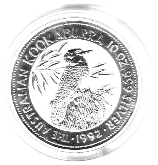 Monedas - Onzas de plata - 161 - Australia - 1992 - 10 onzas - 10 dolares - kookaburra - Click en la imagen para cerrar