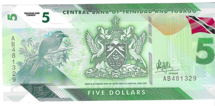 Billetes - America - Trinidad y Tobago - 61 - SC - 2020 - 5 dolares - Num.ref: AB481329 - Click en la imagen para cerrar