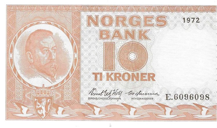Billetes - Europa - Noruega - 31F - EBC+ - 1972 - 10 coronas - Num.ref: E6096098 - Click en la imagen para cerrar