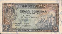 Billetes - EspaÃ±a - Estado EspaÃ±ol (1936 - 1975) - 5 ptas - 456 - mbc+ - 1940 - 5 pesetas - Num.ref: G2603179