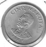 Monedas - Africa - Congo - 9 - 1967 - 5 makuta