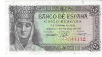 Billetes - EspaÃ±a - Estado EspaÃ±ol (1936 - 1975) - 5 ptas - 458 - SC - Num.ref: 4544112 - sin serie