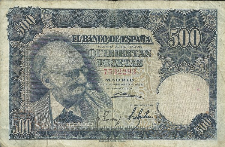 Billetes - España - Estado Español (1936 - 1975) - 500 ptas - 503 - mbc- - 15/11/1951 - ref.7532293 - Click en la imagen para cerrar