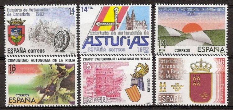 Sellos - Países - España - 2º Cent. (Series Completas) - Juan Carlos I - 1983 - 2686/91 - ** - Click en la imagen para cerrar