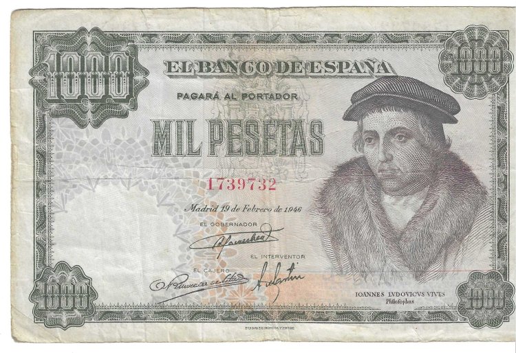 Billetes - EspaÃ±a - Estado EspaÃ±ol (1936 - 1975) - 1000 ptas - 513 - MBC+ - 1946 - Num.ref: 1739732 - Click en la imagen para cerrar
