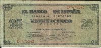 Billetes - España - Estado Español (1936 - 1975) - 25 ptas - 473 - MBC- - Año 1938 (20/05/1938) - num ref: D7475543