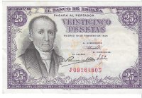 Billetes - EspaÃ±a - Estado EspaÃ±ol (1936 - 1975) - 25 ptas - 476 - EBC+ - 1946 - Num.ref: J09164805