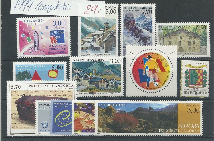Andorra - Correo Francés - Años completos - Año 1999 - Click en la imagen para cerrar