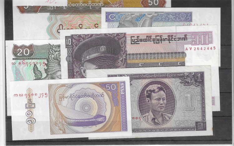 Billetes - Asia - Birmania - - SC - Conjunto 11 billetes - Click en la imagen para cerrar